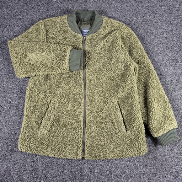 Abercrombie & Fitch Other - VTG Abercrombie & Fitch Mens L Olive Green Sherpa Fleece Full Zip Bomber Jacket